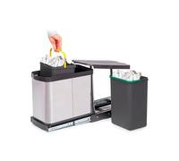 Avilia Set 2 Bidoni Estraibili per Differenziata Sottolavello 24L, Pattumiere con Fissaggio Inferiore, in Acciaio e Plastica, per Cucina, Grigio Antracite