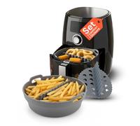 Avilia Set 2 Cestini in Silicone Pieghevoli per Friggitrice ad Aria Ø22 cm - Contenitori Antiaderenti Salvaspazio - Resistenti ad Alte Temperature con Manici Ergonomici - Cottura Sana e Pulizia Rapida