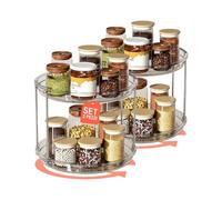 Avilia - Set 2 Organizer Cucina Rotanti a 2 Livelli in Plastica Impermeabile Facili da Pulire, Organizer Cucina Salvaspazio per Accessori, Uso Versatile e Montaggio Rapido