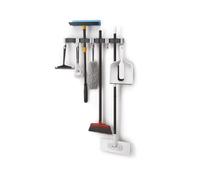 Avilia Set 2 Organizer Scope, Stracci e Spazzole da Parete - Supporto Porta Attrezzi per Pulizie con 3 Ganci, in Plastica e Silicone, 22x6x7cm, Grigio e Nero