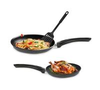 Avilia - Set 2 Padelle Antiaderenti Ø20-24cm con Spatola Forata, Compatibili con Tutti i Piani Cottura, Rivestimento Effetto Marmo per Cottura Sana, Manico Ergonomico Antiscottatura, Facili da Pulire
