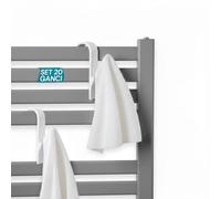 Avilia - Set 20 Ganci Appendiabiti ScaldaSalviette Universali Bianchi in Plastica Robusta, Facili da Installare su Mensole e Ante senza Fori, Appenditutto Salvaspazio per Casa Ufficio Bagno e Cucina