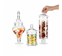 AVILIA Set 3 Barattoli in Vetro Trasparente con Coperchio - Contenitori per Alimenti 700ml, 800ml, 1000ml - Biscottiera Elegante per Cucina e Buffet - Ideali per Caramelle, Snack, Pasta e Cereali