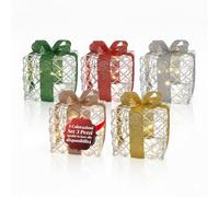 Avilia Set 3 Gift Box Decorativi Natalizi, Tre Dimensioni, Ugual Colore | Con Nastri, Perfetti per Decorazioni Natalizie Scenografiche, Inviati in Base alle Disponibilità