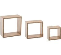 Avilia Set 3 Mensole Cubo da Parete in Rovere Naturale - Perfette come Libreria Sospesa o Elemento d'Arredo1 5x15cm, 20x20cm, 25x25cm