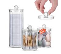 Avilia - Set 3 Organizer Bagno Trasparenti in Plastica PP Resistente per Dischetti Struccanti, Bastoncini e Accessori da Toeletta, Facili da Pulire e Ideali per un Ordine Elegante e Duraturo