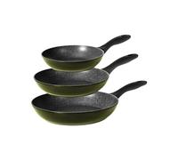 Avilia Set 3 Padelle Antiaderenti e Antigraffio con Manici Ergonomici - Batteria di Padelle per Cucina Senza Olio, Fondo Rettificato, in Alluminio 20-24-28cm, Made in Italy