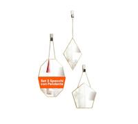 Avilia Set 3 Specchi Decorativi da Parete in Ferro Dorato - Specchio Ingresso, Bagno e Camera da Letto con Cornice Oro, Forme Geometriche, Decorazioni Parete Moderne per Soggiorno e Corridoio