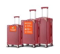 Avilia Set 3 Valigie Trolley (55/66/76 cm) in ABS Leggero e Resistente - Trolley con 4 Doppie Ruote a 360°, Sacca a Rete Interna, Elastico Ferma Indumenti, Cerniera Sicura - Valigie Bordeaux