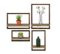 Avilia - Set 4 Mensole da Muro in Legno Scuro Design Moderno e Robusto per Casa e Ufficio, Installazione Facile e Versatile per Decorazioni, Libri e Oggetti d’Arredo