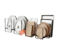Avilia - Set 4 Pezzi Scolapiatti in Metallo Verticale, 2 Misure: Grande e Piccolo, Piatti, Taglieri, Padelle e Vasso, Salvaspazio da Appoggio 11,5x12x14cm, Antiscivolo, Scolastoviglie