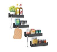 Avilia - Set 4 Scaffali Magnetici Organizer Cucina Nero per Frigo con Ganci Integrati, Facile da Applicare, Portaspezie Salvaspazio per Tenere Barattoli, Spezie ed Utensili Sempre Ordinati