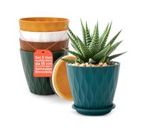 Avilia - Set 5 Vasi per Piante da Interno 15cm con Foro di Drenaggio, Sottovaso Rimovibile, Plastica Resistente Multicolore, Ideali per Arredare Casa con Stile e Coltivare con Facilità