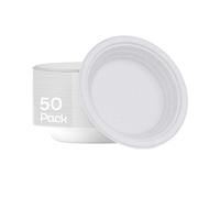 Avilia Set 50 Piatti Fondi Usa e Getta Biodegradabili e Compostabili Bianco - Piatti Realizzati in PLA Materiale che Riduce L'inquinamento - Ideali per Contenere Pasta, Zuppe e Piatti Liquidi