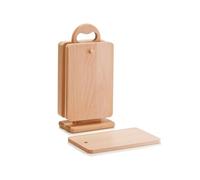Avilia Set 6 Taglieri con Portatagliere in Legno di Faggio 15x9x31cm - Resistenti per Tagliare Carne, Pesce, Pane o Verdure - Organizer Salvaspazio e Ottimo per Mantenere L'Ordine