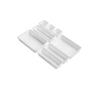 Avilia Set 8 Vassoi Modulari per Organizzazione Cassetti - Ideale per Cucina e Camera, in Plastica, di Varie Dimensioni, 8x7.5x4.5cm, 23.3x8x4.5cm, 23.5x6x4.5cm, Bianco