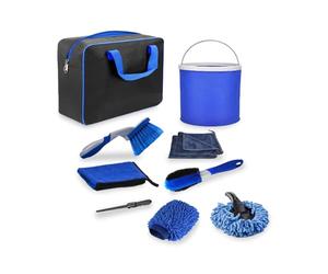 Avilia - Set Accessori lavaggio Auto 16 Pezzi per Pulizia Auto Interni ed Esterni con Spazzola Lavaggio Auto, Panni in Microfibra e Guanti Chenille, Facile da Usare e Multiuso Professionale