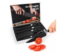 Avilia - Set Coltelli da Cucina 6 Pezzi in Acciaio Inox - Kit Professionale con Coltello da Chef, Trancio, Multiuso, Mannaia, Forbici da Cucina, Pelapatate - Motivo Diamante - Box Magnetica