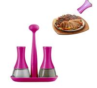 Avilia Set Contenitori Sale e Pepe da Tavolo Fuscia in Vetro e Plastica 5x5x10cm - Realizzati in Materiali Resistenti con Chiusura Ermetica e Manico per un Facile Traposto - Leggeri e Facili da Pulire
