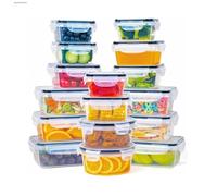Avilia - Set di 16 Contenitori Ermetici per Alimenti in Plastica Resistente con 5 Formati per Organizer Cucina, Uso in Lavastoviglie e Conservazione Ordinata in Frigorifero