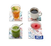 Avilia - Set di 4 Sottobicchieri per Cucina e Bar con Decorazione Floreale - Sottobicchieri per Calici e Bicchieri in Vetro per Protezione delle Superfici, in Ceramica, 10x10cm