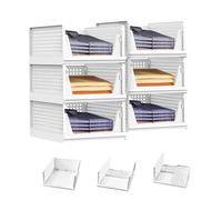 Avilia - Set di 6 Organizer Armadio in Plastica Richiudibili e Impilabili - Cassettiera Salvaspazio da Cucina, Bagno e Camera da Letto, Multiuso e Resistenti