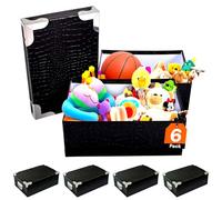 Avilia Set di 6 Scatole Portaoggetti in Cotone Resistente e Chiusura Ermerica Effetto Coccodrillo Nero - Elegante e Funzionale - Facile da Pulire e da Riporre per Mantenere Sempre l'Ordine