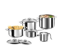 Avilia Set di 9 Pentole in Acciaio Inox - Batteria di Pentole con Casseruole e Coperchi in Vari Diametri, Adatti per Tutti i Piani Cottura