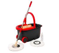 Avilia Set Mocio e Secchio Centrifuga, Marrone, 2 Testine | Lavapavimenti Rotante Autostrizzante, Asta Telescopica 75-115 cm, Microfibra, Dispenser Sapone, Mop 2 Ruote, Tappo Drenaggio