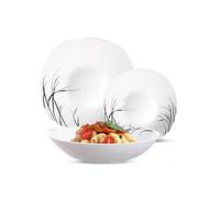 Avilia Set Piatti 18 Pezzi in Porcellana - Servizio Tavola Moderno con Piatti Quadrati Decorazione Gracilis - Eleganti e Resistenti