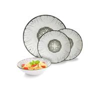Avilia - Set Piatti Moderni 18 Pezzi in Porcellana con Decoro Corolla Grigio, Servizio Elegante per 6 Persone