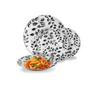 Avilia - Set Piatti Moderni 18 Pezzi in Porcellana con Decoro Floreale Botanic Nero, Servizio Elegante per 6 Persone