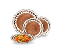 Avilia - Set Piatti Moderni 18 Pezzi in Porcellana con Decoro Kalos Terra, Servizio Elegante per 6 Persone