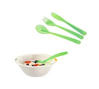 Avilia Set Posate da Tavolo per Bambini 3 Pezzi in Plastica Verde Resistente e Sicura - Progettato per i Bambini con Forchetta e Coltello a Punte Arrotondate e Cucchiaio Sagomato