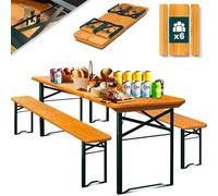 Avilia Set Tavolo e Panche da Birreria Pieghevoli 200x80x80 cm - Ideale per Picnic, Giardino e Campeggio - Tavolo Esterno con Panca in Legno Laccato, Resistente alle Intemperie
