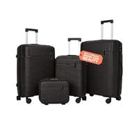 Avilia Set Valigie da Viaggio Rigide in ABS con Beauty Case - Set 3 Trolley 4 Ruote Doppie, Valigia Piccola Media Grande, Organizzazione Interna, Chiusura Rinforzata - Set 4 Pezzi (Nero)
