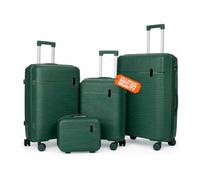 Avilia Set Valigie da Viaggio Rigide in ABS con Beauty Case - Set 3 Trolley 4 Ruote Doppie, Valigia Piccola Media Grande, Organizzazione Interna, Chiusura Rinforzata - Set 4 Pezzi (Verde)