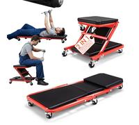 Avilia - Sgabello Officina 2 in 1 Trasformabile in Lettino Meccanico con 6 Ruote Girevoli, Struttura Robusta in Acciaio, Uso Ergonomico per Lavoro in Garage e Manutenzione Auto