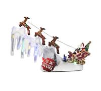 Avilia - Slitta Natalizia con Luci LED e Musica in Movimento L29xP6xH29 cm per Decorazioni Natalizie di Casa e Villaggi di Natale, Funzionamento a Batterie, Scena Rotante con Personaggi Animati