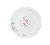 Avilia Sottopiatto per Torte con Decorazione Cupcake - Piatto Piano per Presentazione Dolci e Torte, in Ceramica, 33cm, Bianco