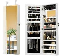 Avilia Specchio Portagioie da Parete 110x37x10 cm - Armadio Portagioielli Salvaspazio in MDF Robusto con Chiusura a Chiave - Montaggio su Porta o Parete, Organizer Gioielli e Accessori