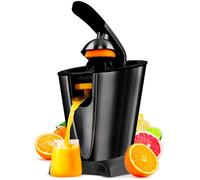 Avilia Spremiagrumi Elettrico in Acciaio Inox con Leva Ergonomica Automatica 650W Nero - Comodi Coni Interscambiabilie per Spremere Agrumi di Diverse Dimensioni - Sistema Salvagoccia