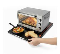 Avilia - Supporto Microonde Estensibile 39-62x47x4 cm con Ripiano Estraibile, Struttura Salvaspazio Cucina, Vassoio Scorrevole e Gommini Antiscivolo (Nero)