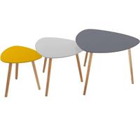 Avilia Tavolini per arreddare il tuo soggiorno, balcone o camera da letto - Set 3 Tavolini Bassi in Legno per Soggiorno - Tavoli bassi da caffè - Senape - Grigio e Grigio topo 34cm, 47cm, 60cm