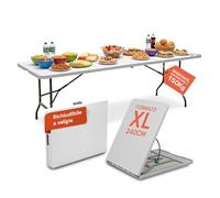 Avilia - Tavolo da Giardino Pieghevole in HDPE Richiudibile Salvaspazio per Esterno e Balcone, Portatile con Blocco di Sicurezza, Ideale per 8 Persone, 240x74x74 cm Bianco