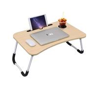 Avilia Tavolo lavoro da letto Smart Working Tavolo Multifunzione Hobby e Studio con Supporto Tablet e Bicchiere, Gambe Pieghevoli e Sicure - Ideale per Camera, Lavoro e Colazione a Letto Avorio