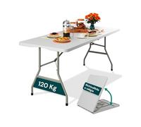 Avilia - Tavolo Pieghevole da Pranzo Salvaspazio per Cucina e Soggiorno, Richiudibile e Portatile con Blocco di Sicurezza, Superficie in HDPE per 6 Persone, 180x75x74 cm Bianco
