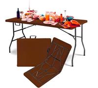 Avilia Tavolo Pieghevole Portatile da Campeggio - Richiudibile, Sistema di Blocco Sicurezza, Capacità 6 Persone, Colore Noce, 180x75x74cm