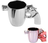 Avilia Tazza Caffè o Tè Ceramica Argento con Design Unico Pistola - Maniglia Originale, 300ml, Idea Regalo Divertente e Elegante