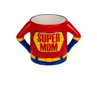 Avilia Tazza per Tè e Caffè a Forma di Supereroe per la Mamma - Tazza con Design Super Mom Ideale per come Regalo per la Festa della Mamma, in Ceramica, 18x11cm, 450ml, Rosso e Blu